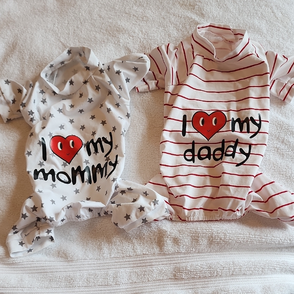 White and Red Dog Clothing with Heart Design